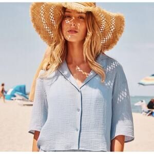 NWT Andie The Margarita Button-Up Size XL Mist Blue